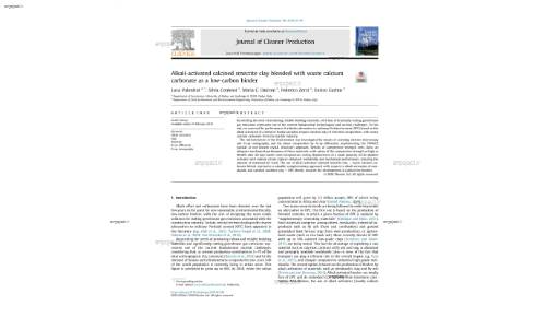 Alkali-activated calcined smectite clay blended with waste calcium carbonate as a low-carbon binder